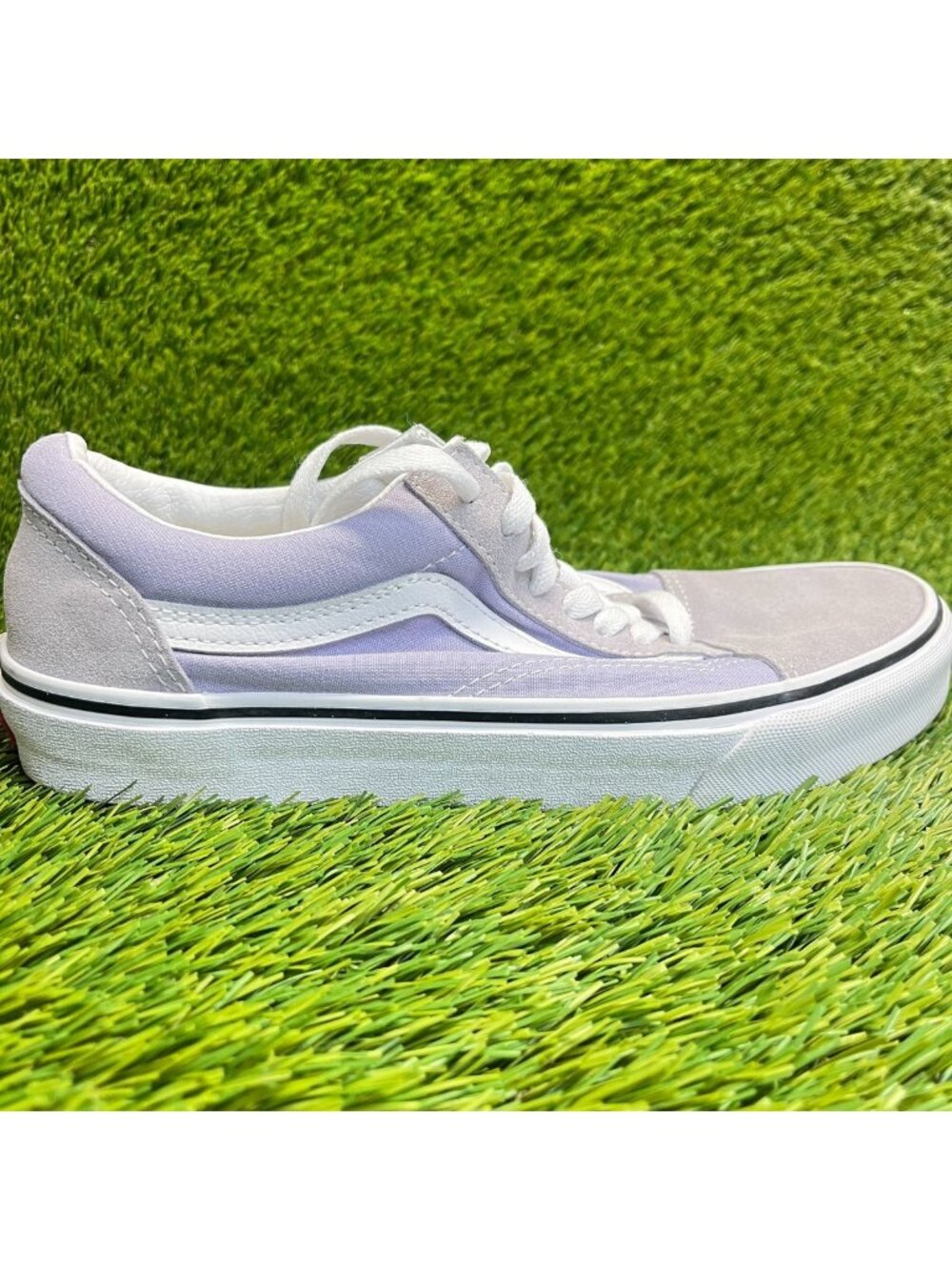 Vans Old Skool Mens Size 8.5 Gray Purple Athletic Skateboard Shoes Sneakers